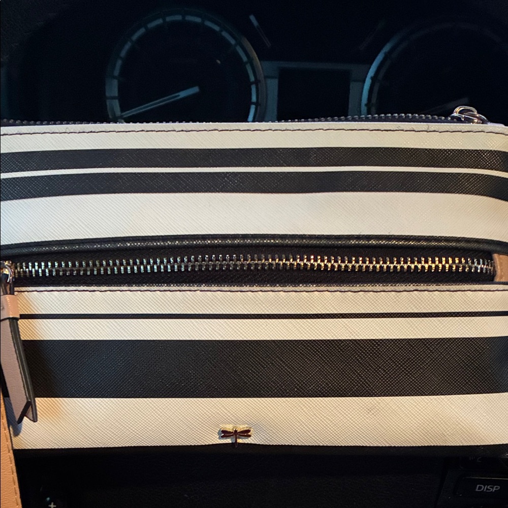 Kate Landry Black and White‎ Striped Belt Bag